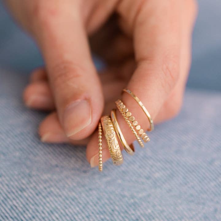 Barberry & Lace Handmade Jewelry - Wholesale Band/Stacked Ring - Floral Band Stacking Ring | 14k Gold Fill & Sterling Silver