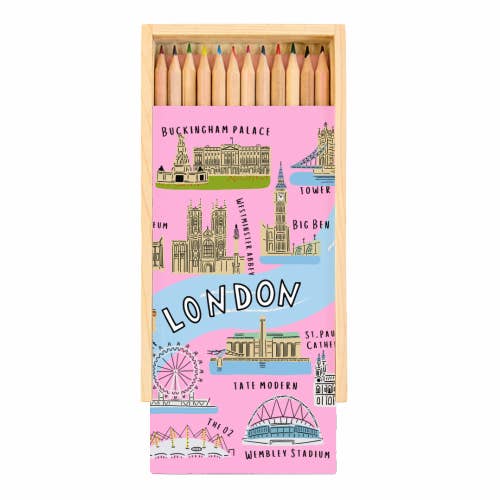 Coloured Pencils with Box 'LONDON MAP' for wholesale by ART WOW