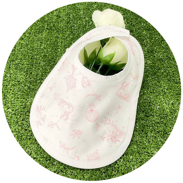 Pink Toile Infant Bib for wholesale by THE ROYALTY COLLECTION