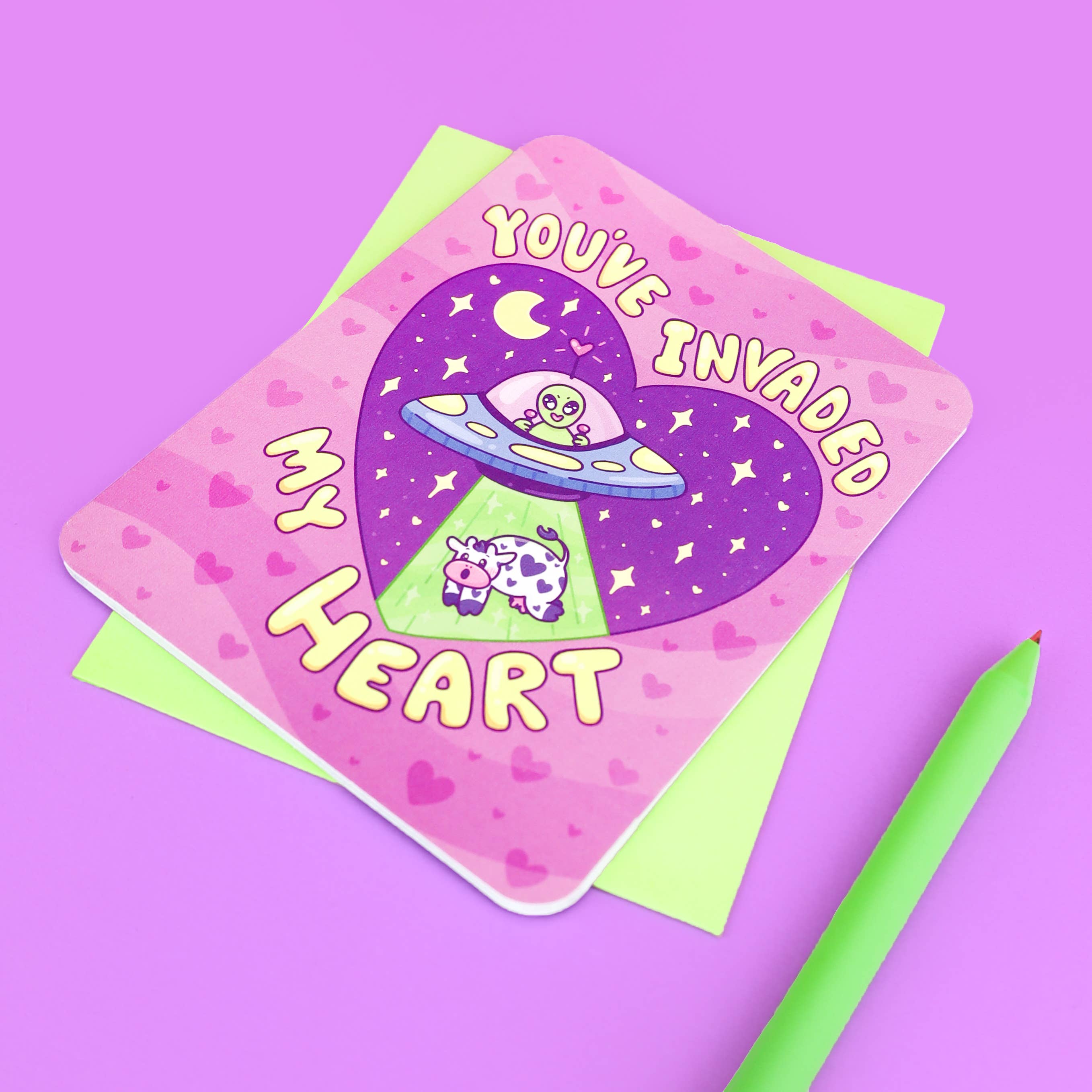Turtle's Soup – wholesale Valentine's Day card – You've Invaded My Heart UFO Alien Valentine's Day Card1
