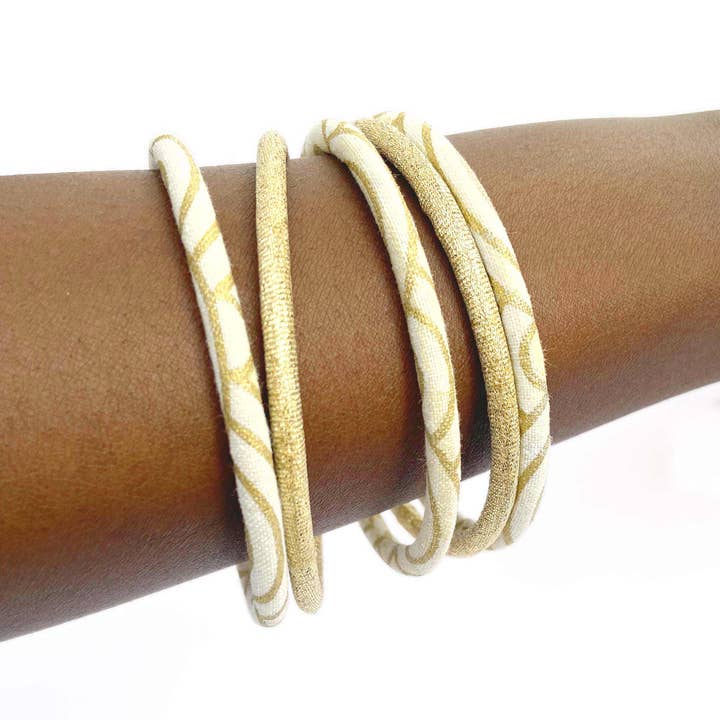 Melokane - Wholesale Bangle Bracelet - Ecru and gold Seigaiha Japanese bangle bracelet2