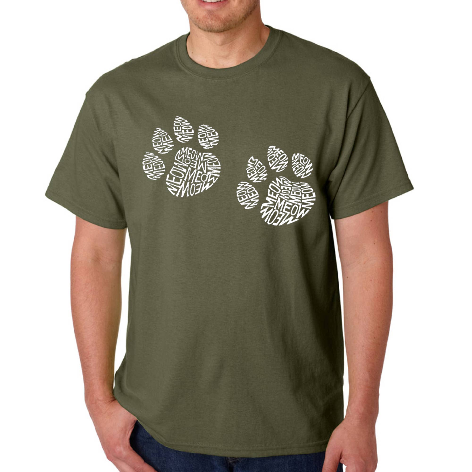 LA Pop Art - Wholesale Screen Printed T-Shirt - Men's - LA Pop Art Men's Word Art T-shirt - Meow Cat Prints4