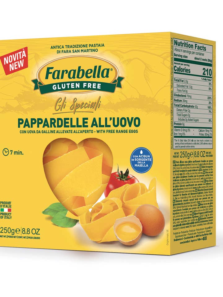 Pappardelle de ovo sem glúten 250 g - pacote com 6 por atacado de Farabella
