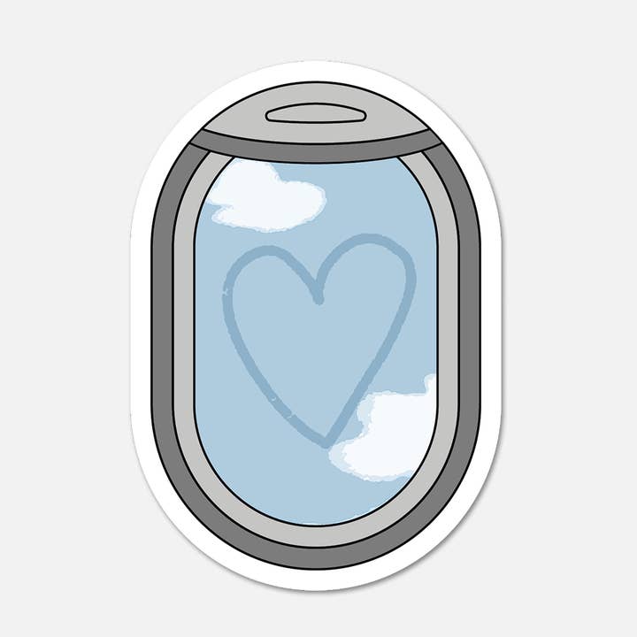 Footnotes - Wholesale Sticker - Airplane Window Heart on Foggy Window Travel Sticker0