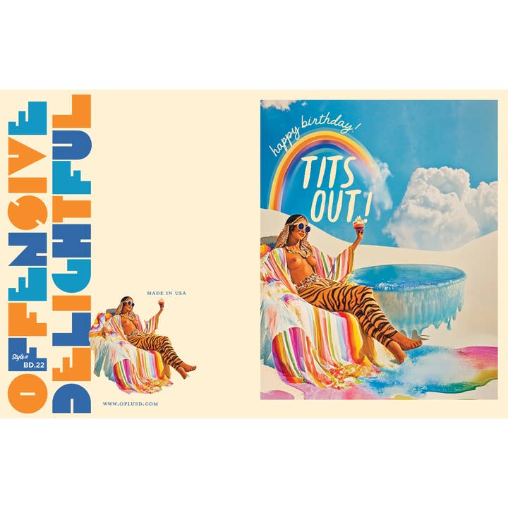 OffensiveDelightful - Wholesale Birthday Card - TIGER RAINBOW GIRL birthday fantasy card