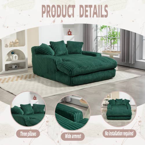 39F Inc. - Wholesale Sofa - Convertible Sofa Bed with Adjustable Backrest-Grey/Green