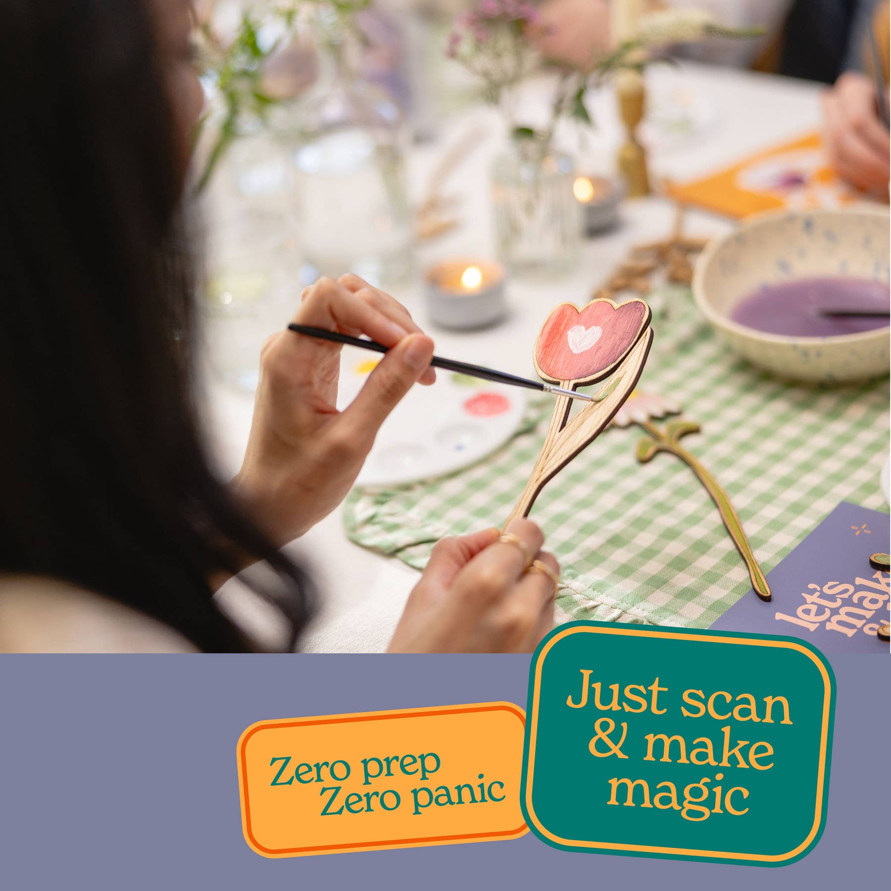 Let's Make & Do – wholesale DIY craft kit – Paint Your Own Wooden Flowers Kit5