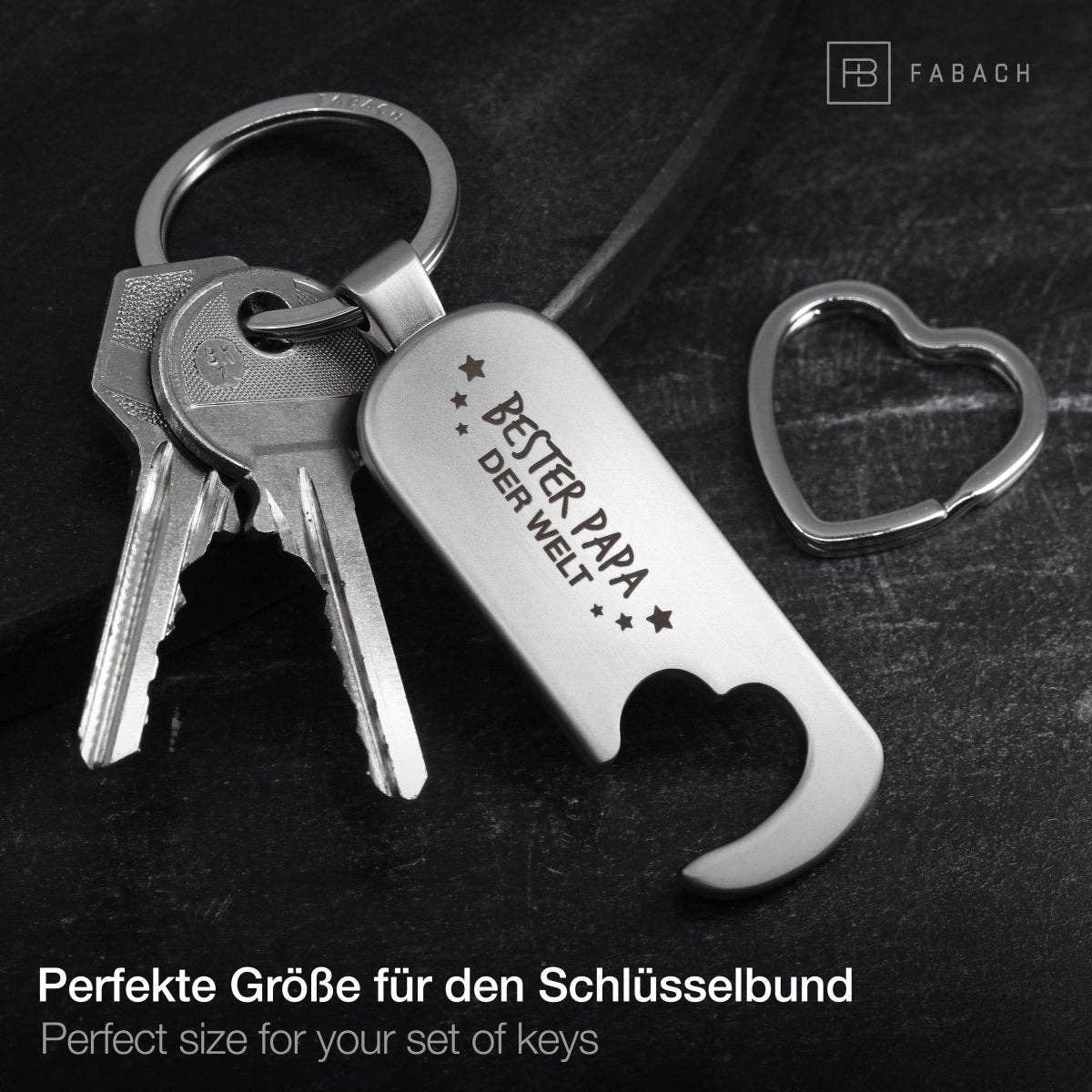 FABACH – Die Schlüsselanhänger-Schmiede - Vendita all'ingrosso Portachiavi - Uomo - Portachiavi con apribottiglie « Bester Papa der Welt »7