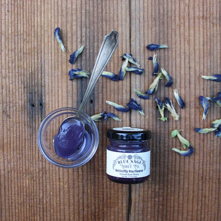 Blue Sage Honey Co. – wholesale Honung – Butterfly Pea Flower-influerad rå honung, blå Butterfly Pea4