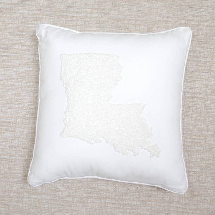 Almofada Bordada Louisiana Soft Branco 16x16 por atacado de The Royal Standard