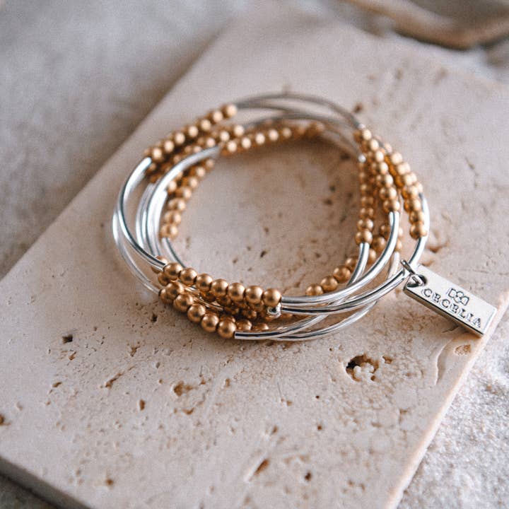 Cecelia Designs Jewelry - Wholesale Beaded Bracelet - Gold or Silver Beaded Triple Wrap Bracelet