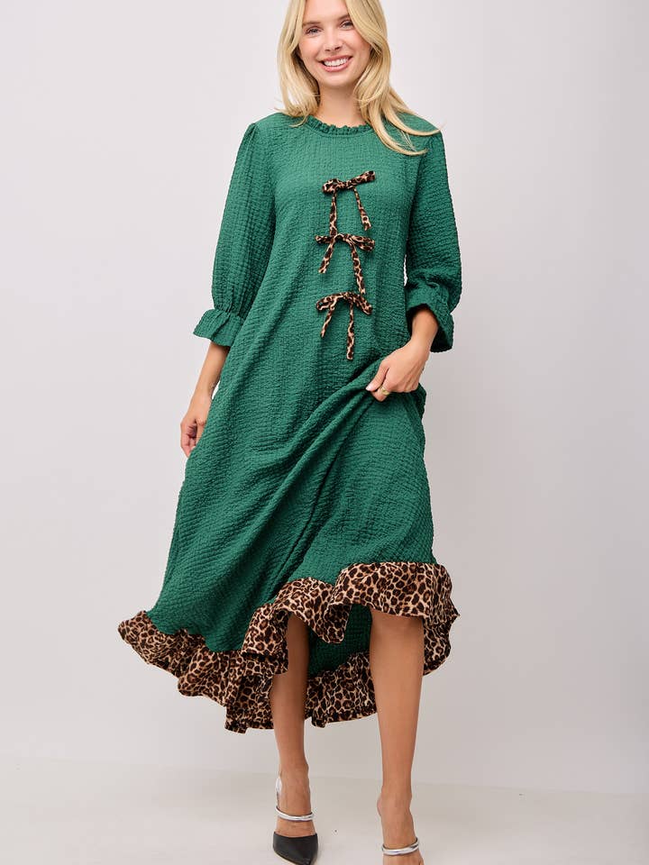 Celeste Clothing - Wholesale Dress - Women's - WOMEN'S PLUS SIZE MAXI DRESS -LEOPARD CONTRAST AND BOWS 3