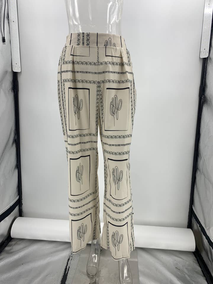 Printed Button Up Shirt And Pants 2pcs Set-Slim Style Pants for wholesale on Faire9