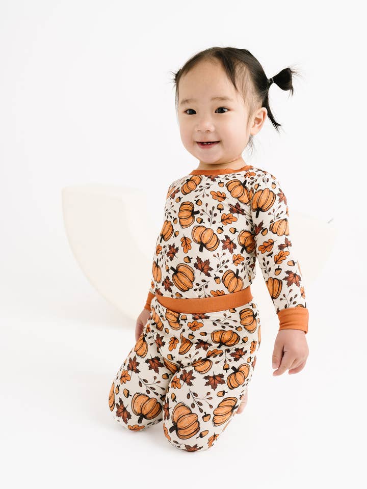 Little One Shop - Wholesale Top & Pant Set - Kids - Pumpkin Harvest Bamboo Set2