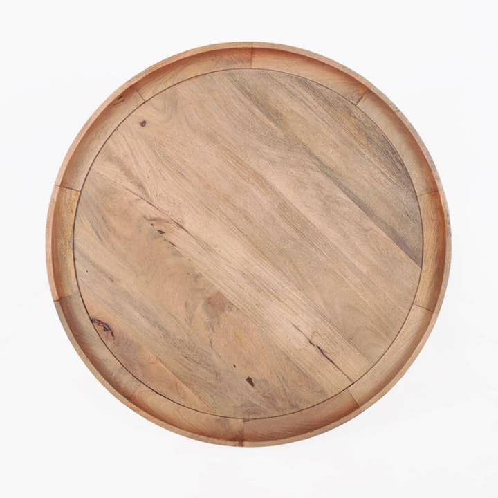 Heritage Lace - Wholesale Coffee Table - Natural Mango Wood 32" Round Tray Coffee Table With Lip6