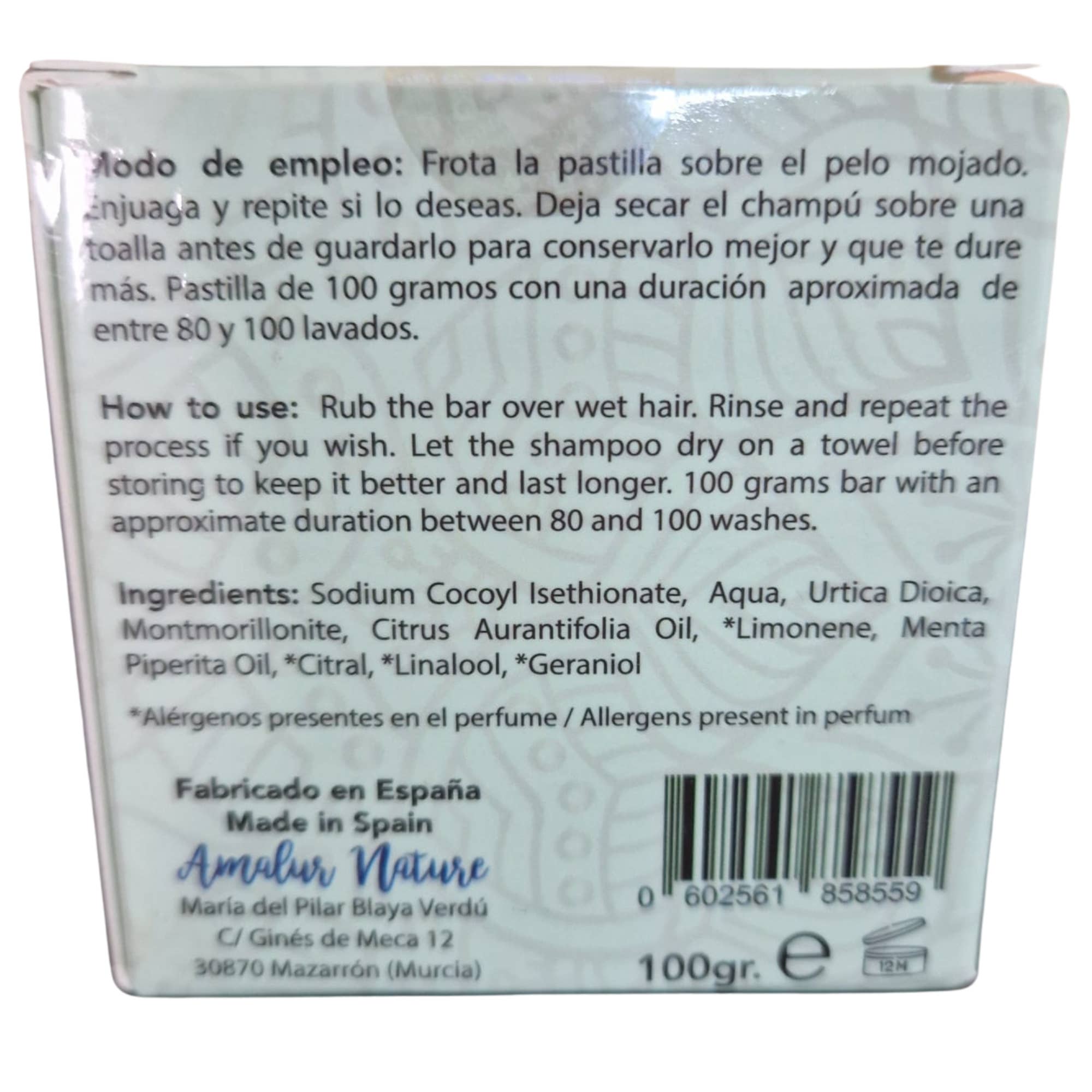 Amalur Nature – wholesale Schampopuck/Schampo i fast form – 500u GREEN BAR SHAMPOO - OLJIGT ELLER MJÄLLHÅR - 100G6