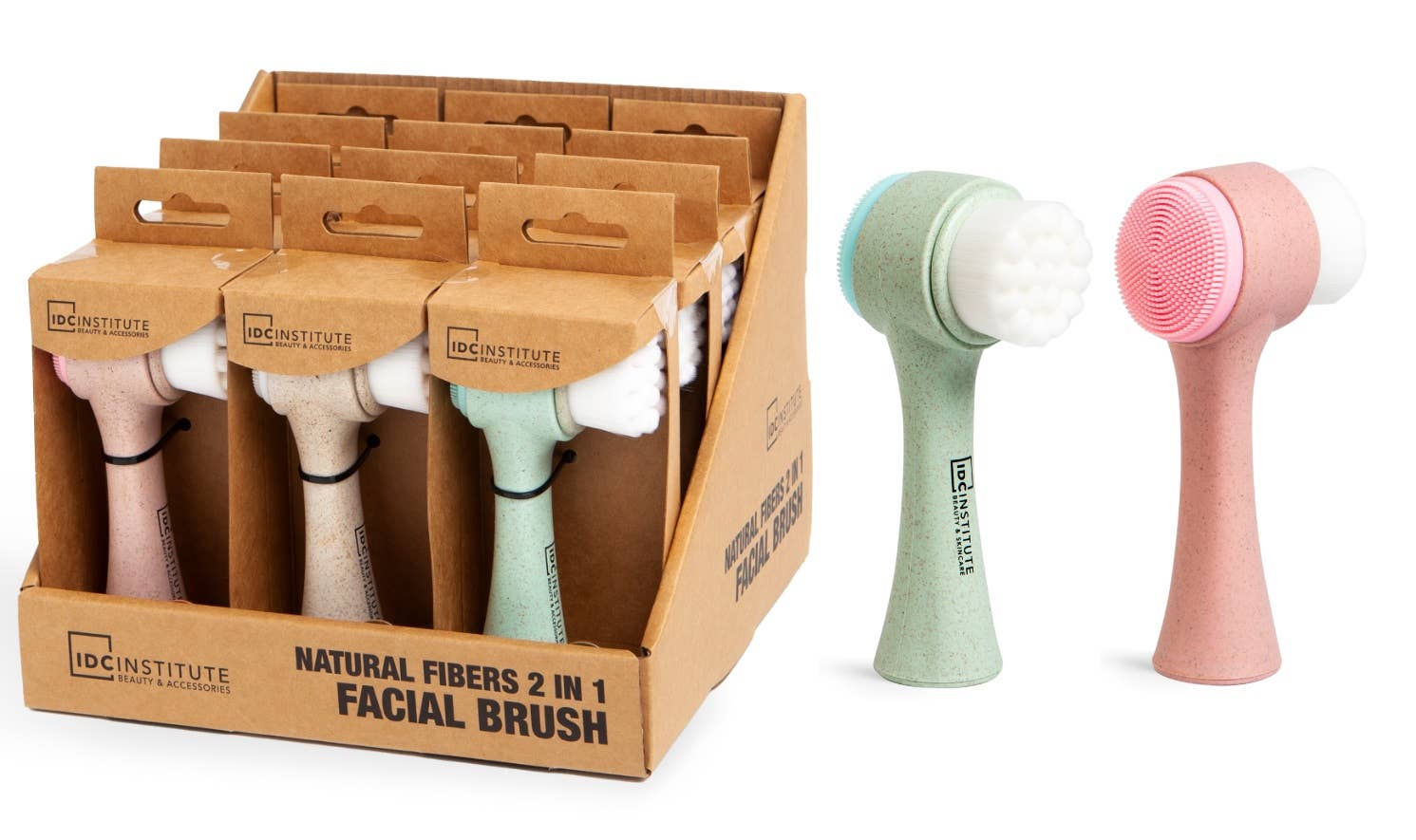 Aquarius Cosmetic SLU – Engroshandel Ansigtsrens – Idc Institute naturlig fiberansigtsbørste 2 i 11