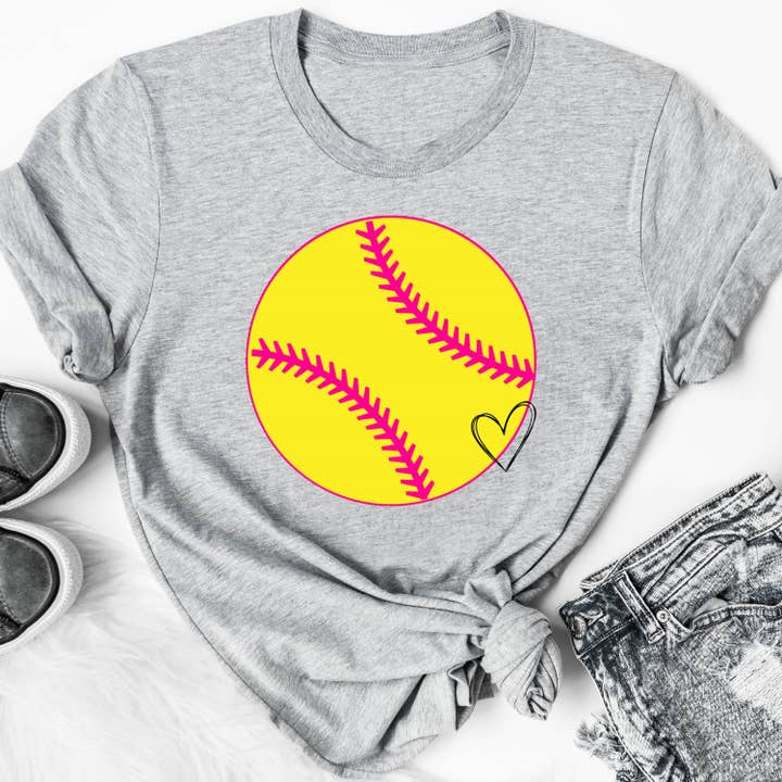 Softball Hjerte for engroshandel hos Great Tees
