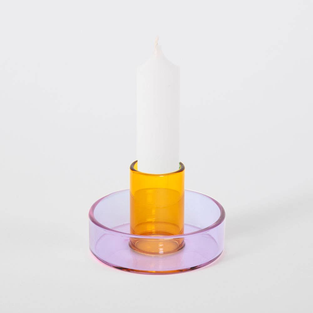 Block Design - Wholesale Candle Holder - Duo Tone Glass Candle Holder1