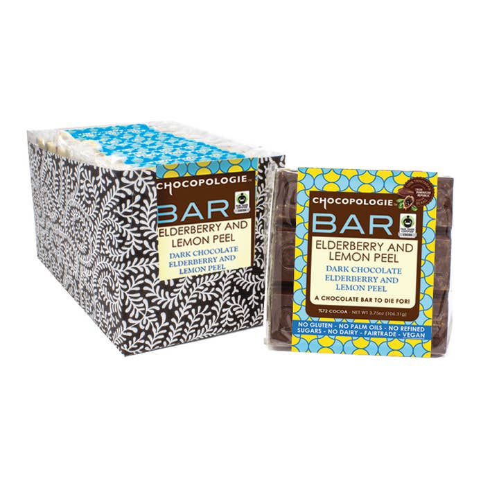 Knipschildt Chocolatier - Wholesale Chocolate Bar - Elderberry and Lemon Peel Bar