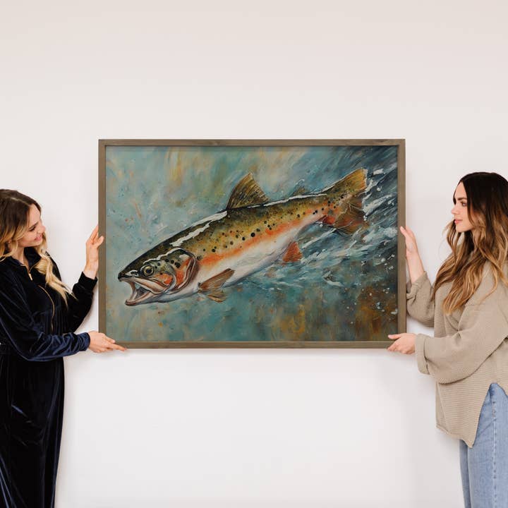 Hangout Home - Venta al por mayor Ilustración - Lienzo con forma de trucha arcoíris con forma de pez, diseño de cabina, enmarcado2