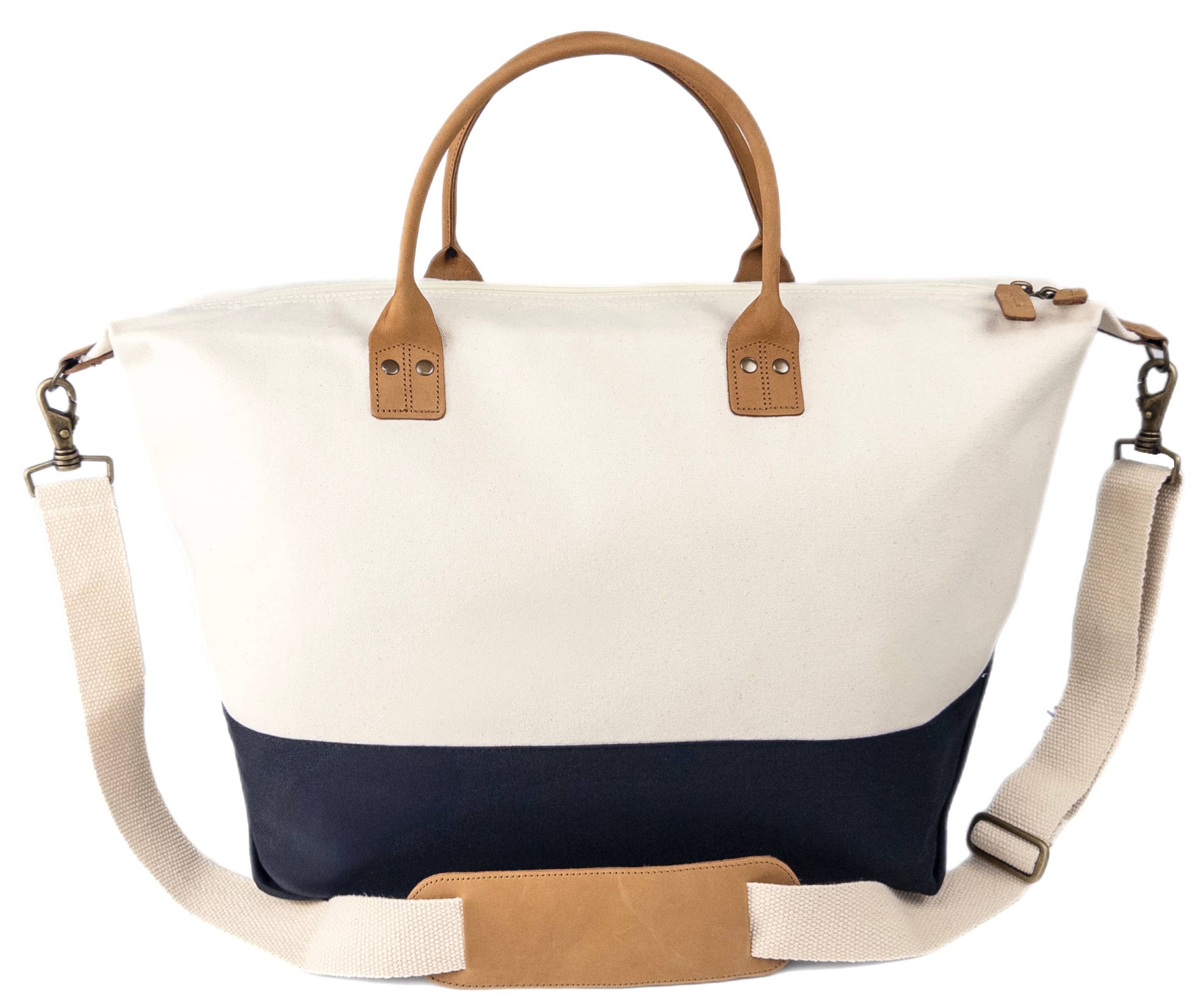 US Bags - Wholesale Weekender Bag - Women's - Premium Weekender Canvas Travel Duffel Bag | Leather Brass12