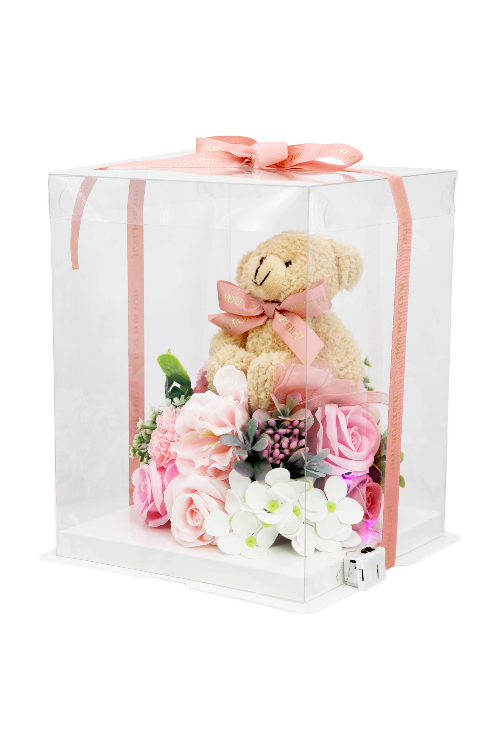 ASSORTED Mini Bear Soap Rose Dome Led Gift Box - 9 Inch for wholesale on Faire1