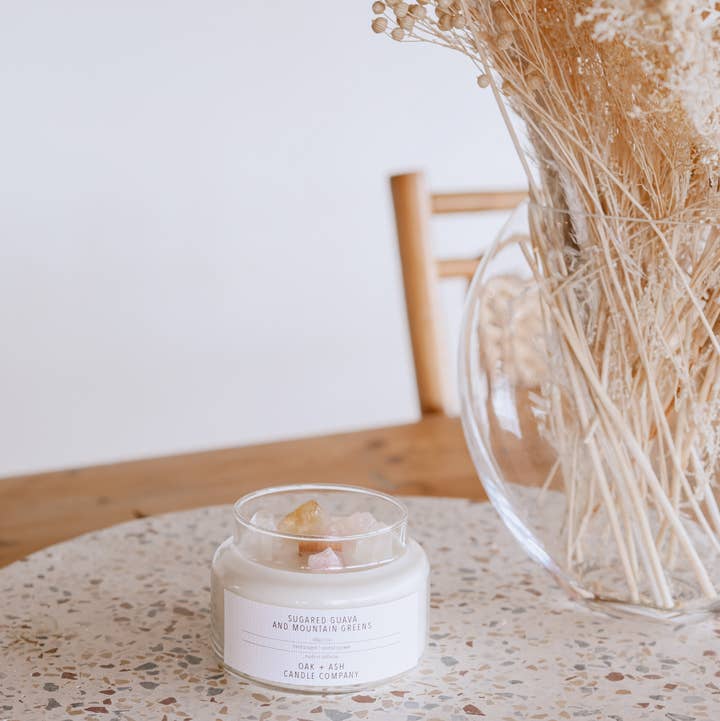 8oz Crystal Apothecary Candle for wholesale by Oak and Ash Candle Company