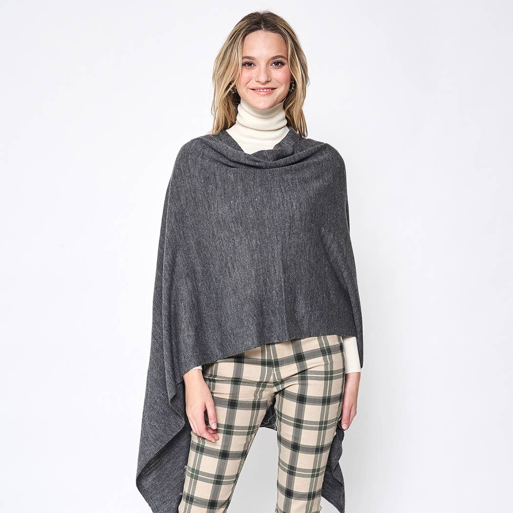 Fashion City – Engroshandel Poncho - Dame – Mørk Tone Solid Diamond Shape Tørklæde Poncho7