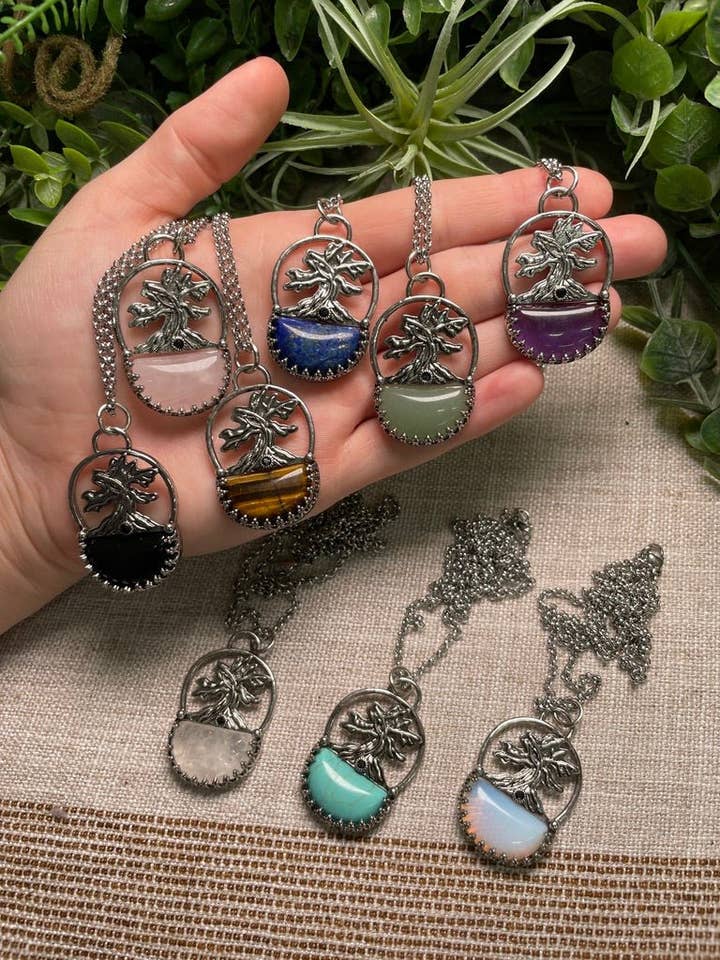 Crystal Tree of Life Necklace for wholesale by Copper Ashes