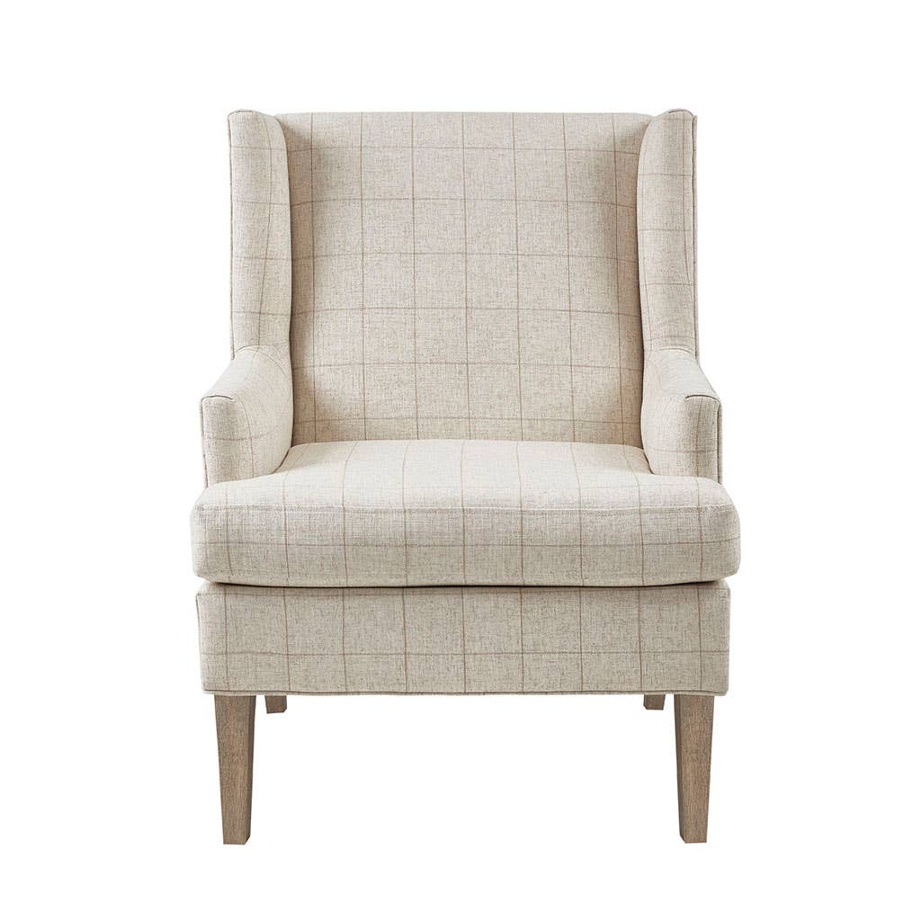 Olliix - Wholesale Chair - Windowpane Check Low Armed Accent Chair, Cream *3