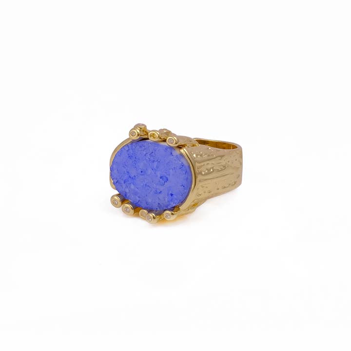 El Joyero - Wholesale Multi-Stone Ring - Handmade Blue Druzy Ring Natural Gemstone Fashion Rings2