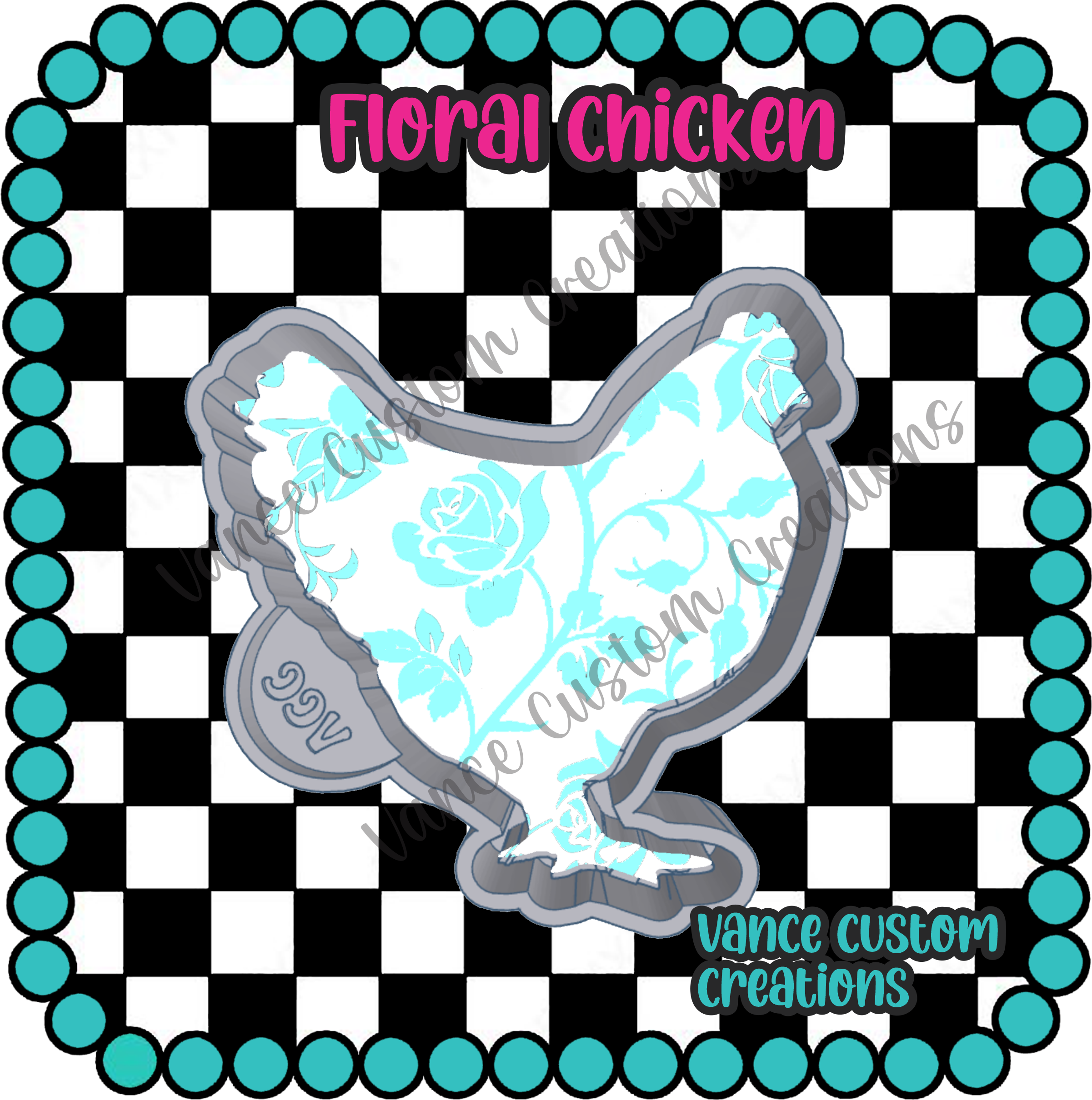 Vance Custom Creations - Wholesale Craft Supplies - Floral Chicken Freshie Mold0