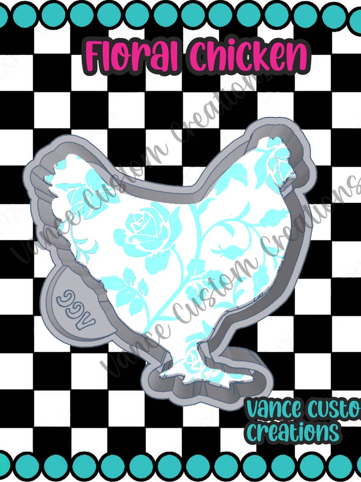Floral Chicken Freshie Mold for wholesale by Vance Custom Creations