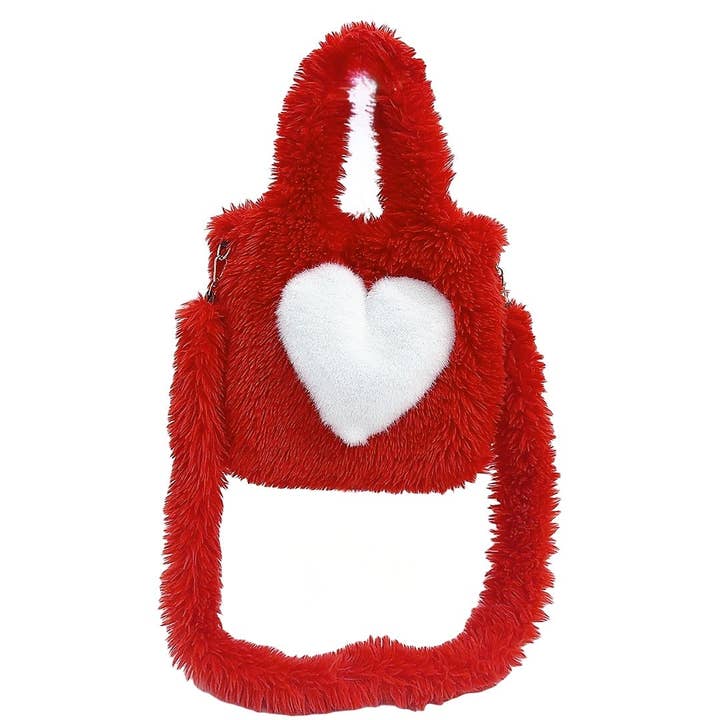 Dipped Shop - Wholesale Shoulder Bag - Women's - Large Capacity Fuzzy Heart Tote Shoulder Bag DP25G6656