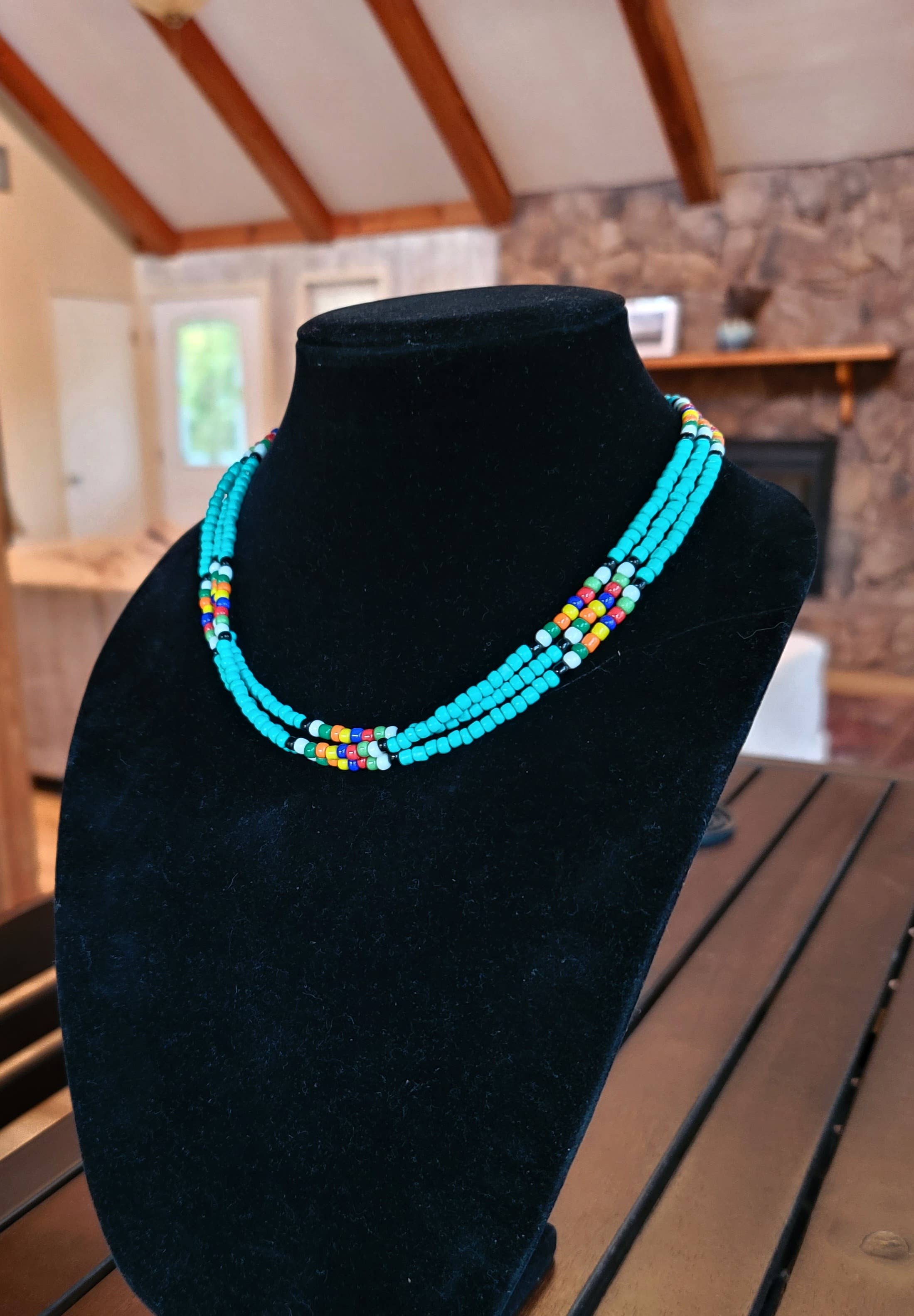Horse Spirit Studio - Wholesale Choker/Collar - Native Southwestern handmade Turquoise glass bead choker6