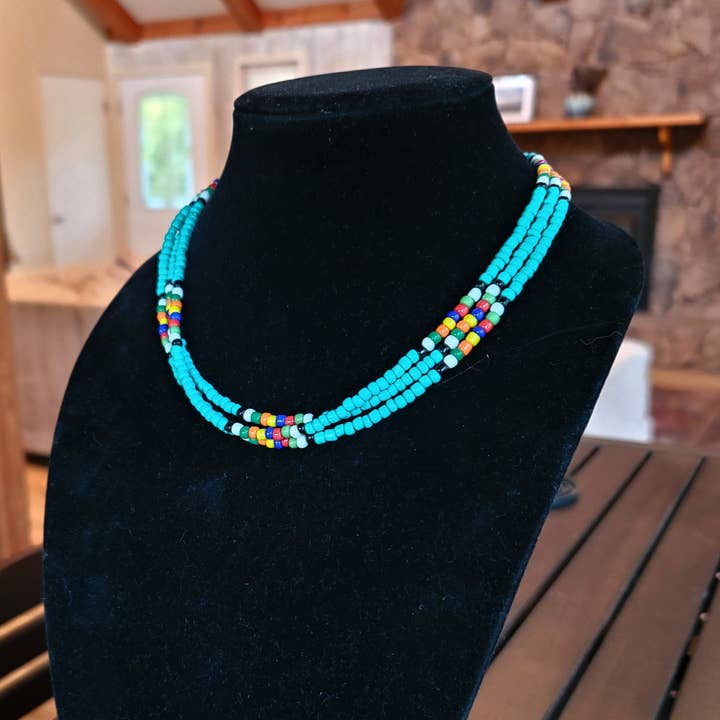 Horse Spirit Studio - Wholesale Choker/Collar - Inheemse Zuidwestelijke handgemaakte Turquoise glazen kraal choker6