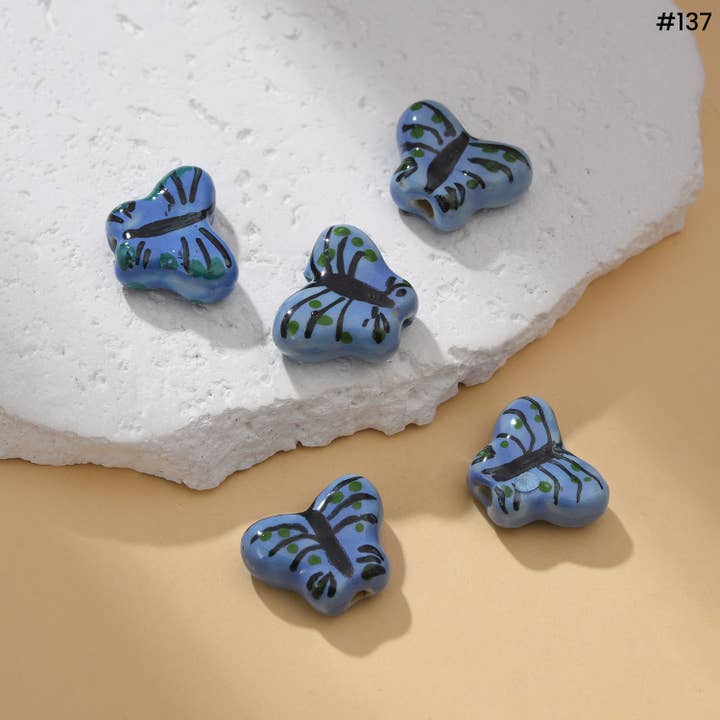 Beads Creation - Wholesale Beads - Colorful Fish & Butterfly Ceramic Beads for Craft ORG30416