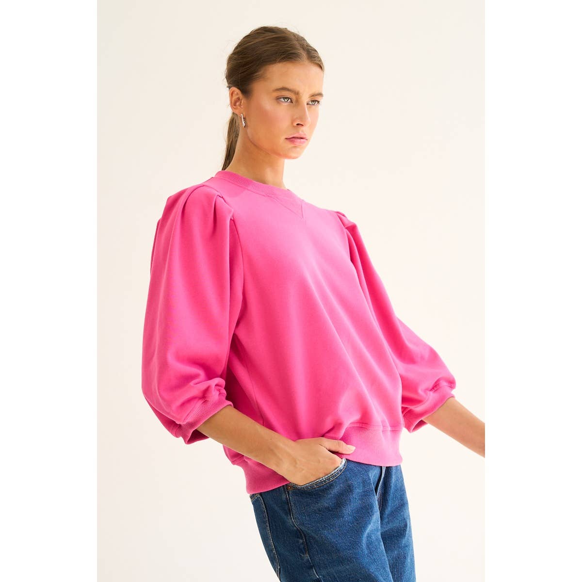 The GREii - Wholesale Sweatshirt - Women's - Premium French Terry Puff Sleeve Pullover5