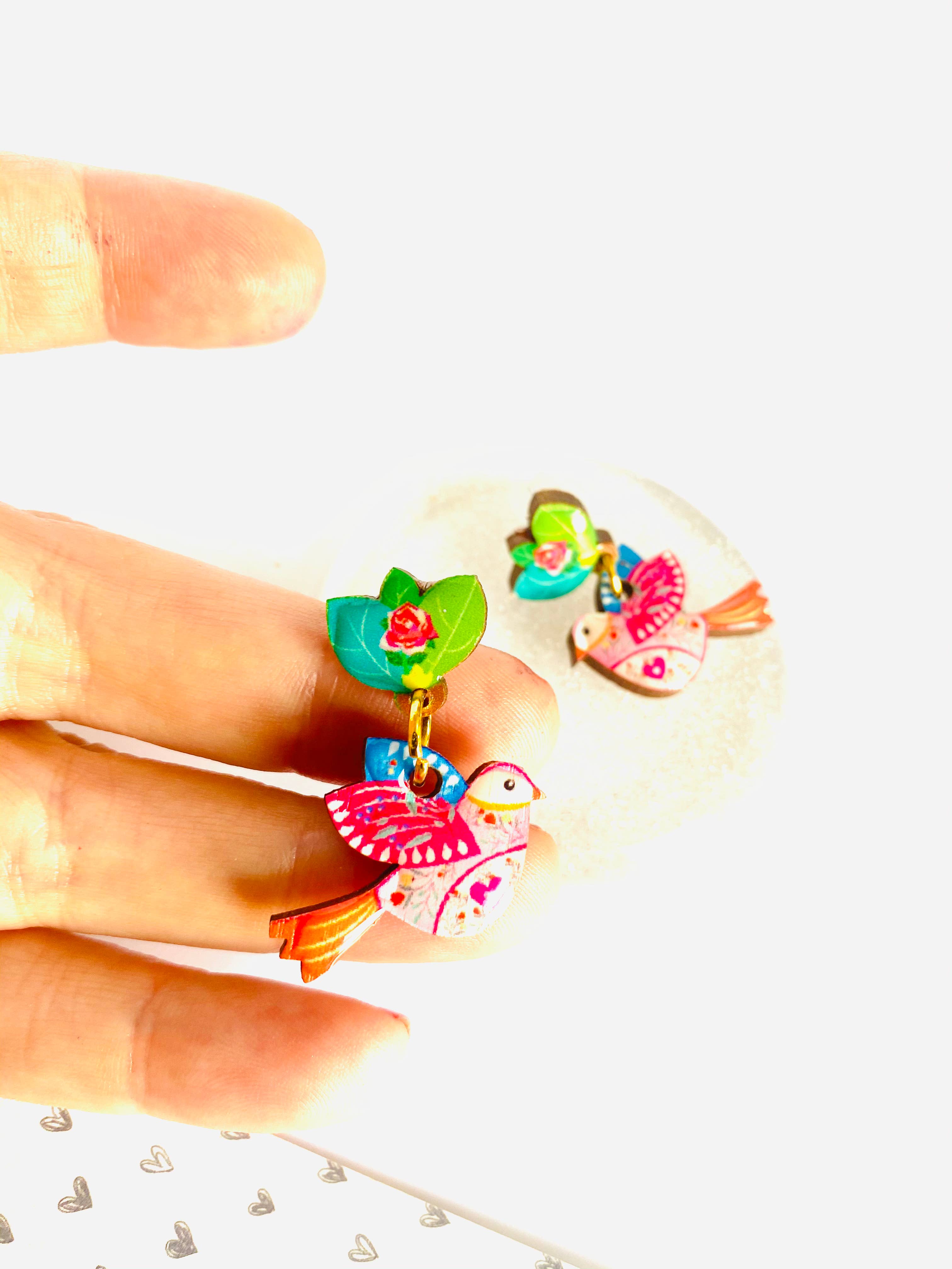 Rosie Rose Parker – wholesale Dangle earrings – love bird statement earrings nature earrings uk jewellery 7