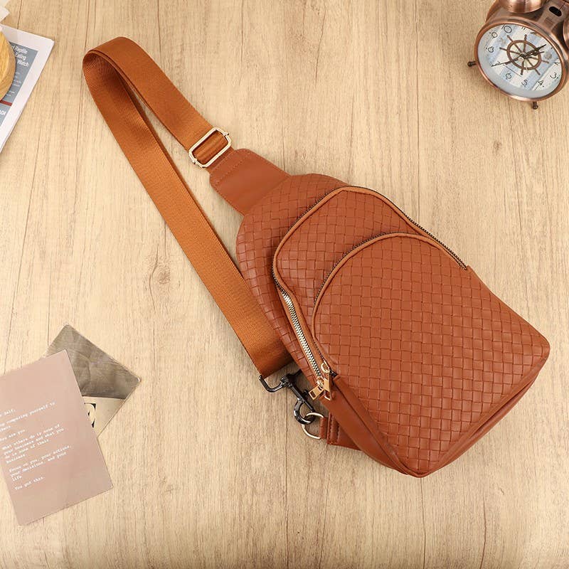 JOSSLYN by wall to wall - Wholesale Crossbody Bag - Unisex - BRAIDED WEAVE VEGAN SLING CROSSBODY STADIUM BAG | 40P54213