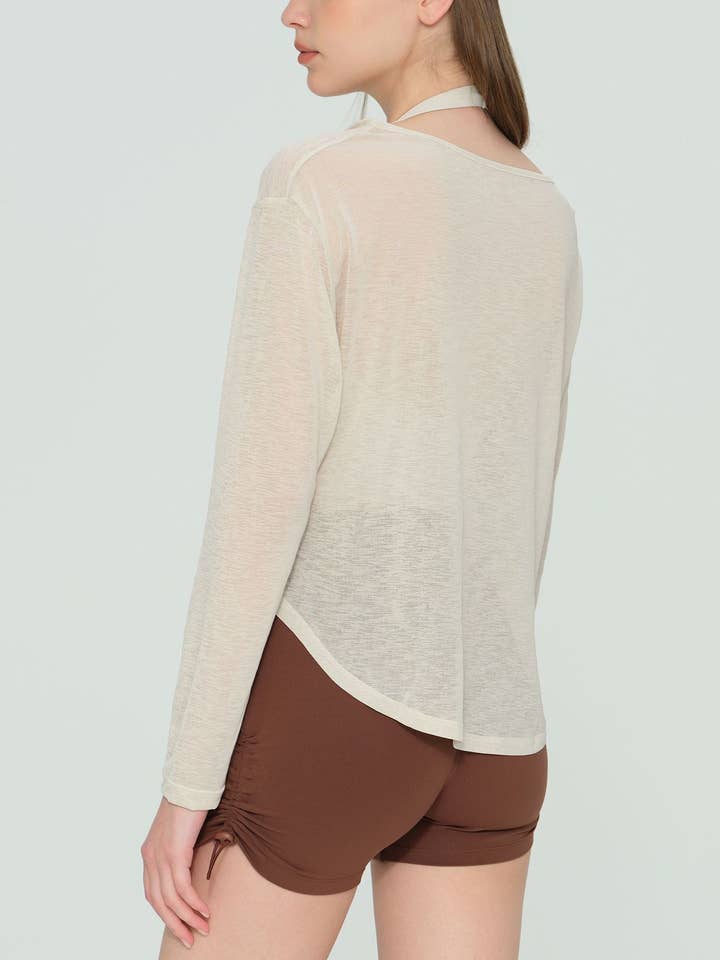 91thelabel – Engroshandel Sportstop – til kvinder – Calin Løs Pasform Gennemsigtig Aktiv Overdel Cover Up8