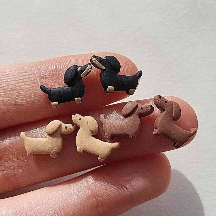 Brincos Pequenos de Teckel • Presentes Fofos de Cão Salsicha por atacado de NoomCottageClay