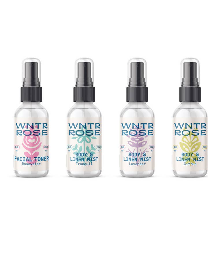 COMPLETE WNTR ROSE BODY & LINEN MIST COLLECTION + ROSEWATER for wholesale by WNTR ROSE