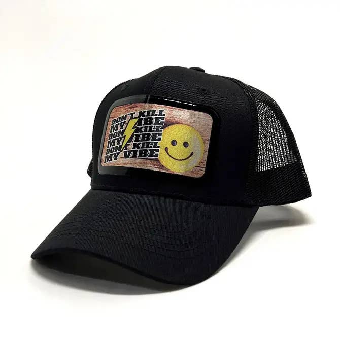 "Don't Kill My Vibe" Vinyl Design Patch Cap emb for wholesale by Peace and Dozen Inc