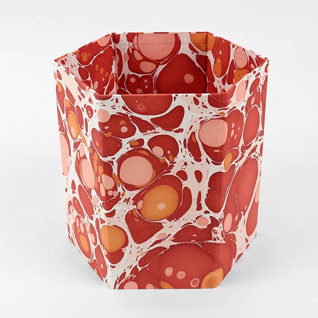MARBLED HEXAGON COLLAPSIBLE BASKET - PEBBLES RED for wholesale by Craft Boat