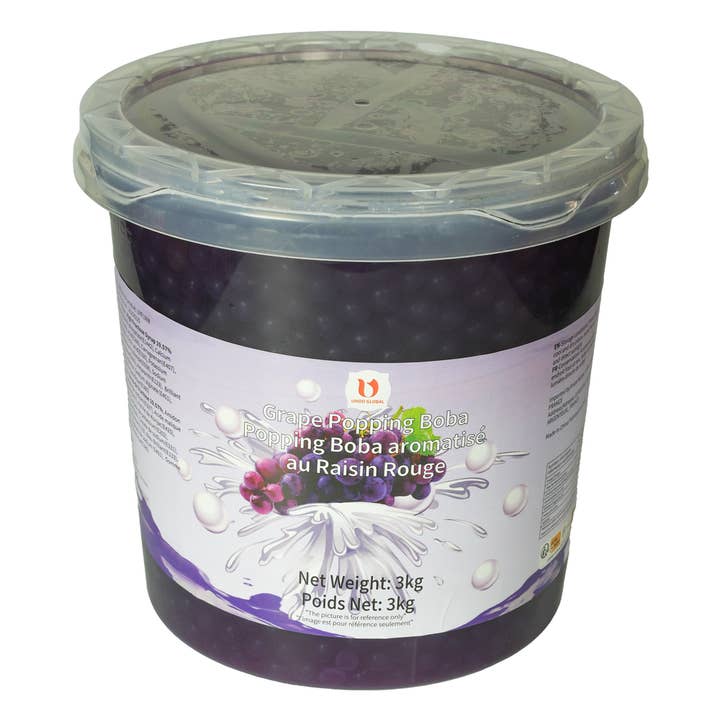 Popping Boba med rød drue 3 kg (50 doser) Bubble Tea for engroshandel hos UHOO FRANCE