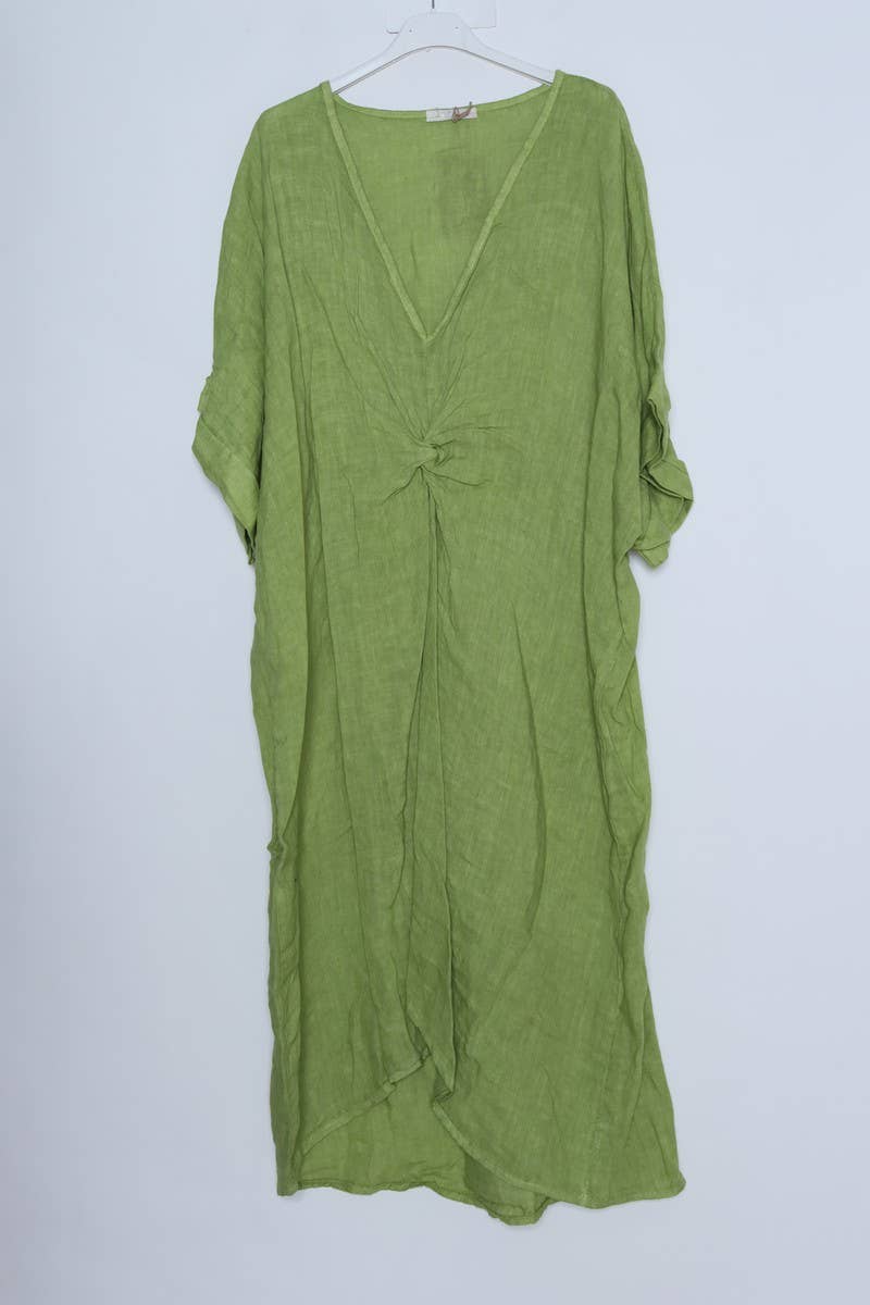 LÉA & LUC - Wholesale Dress - Women's - Long dress with V-neck 100% linen REF. 7185513