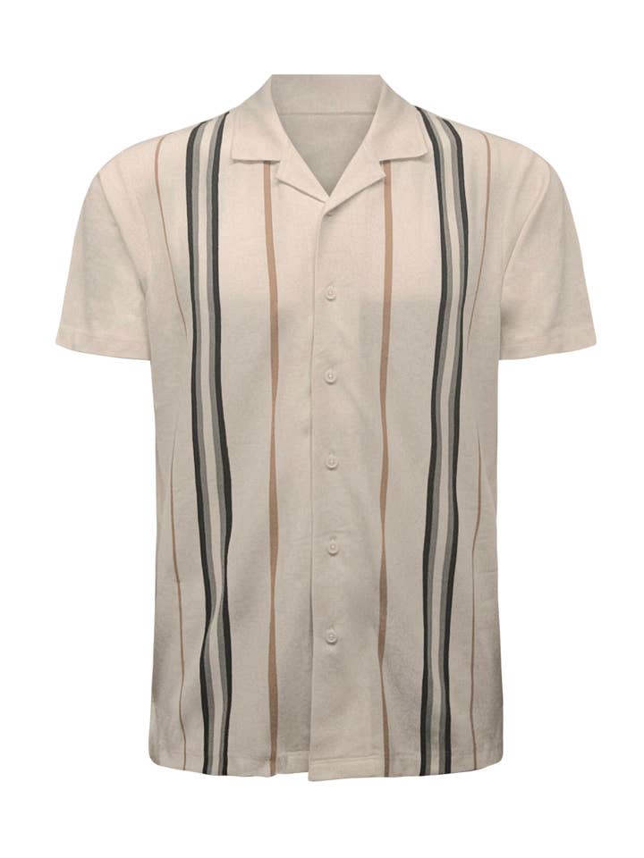 Stripe Cuban Collar Pique Polo Shirt/VM10-126-555 for wholesale by Vustra