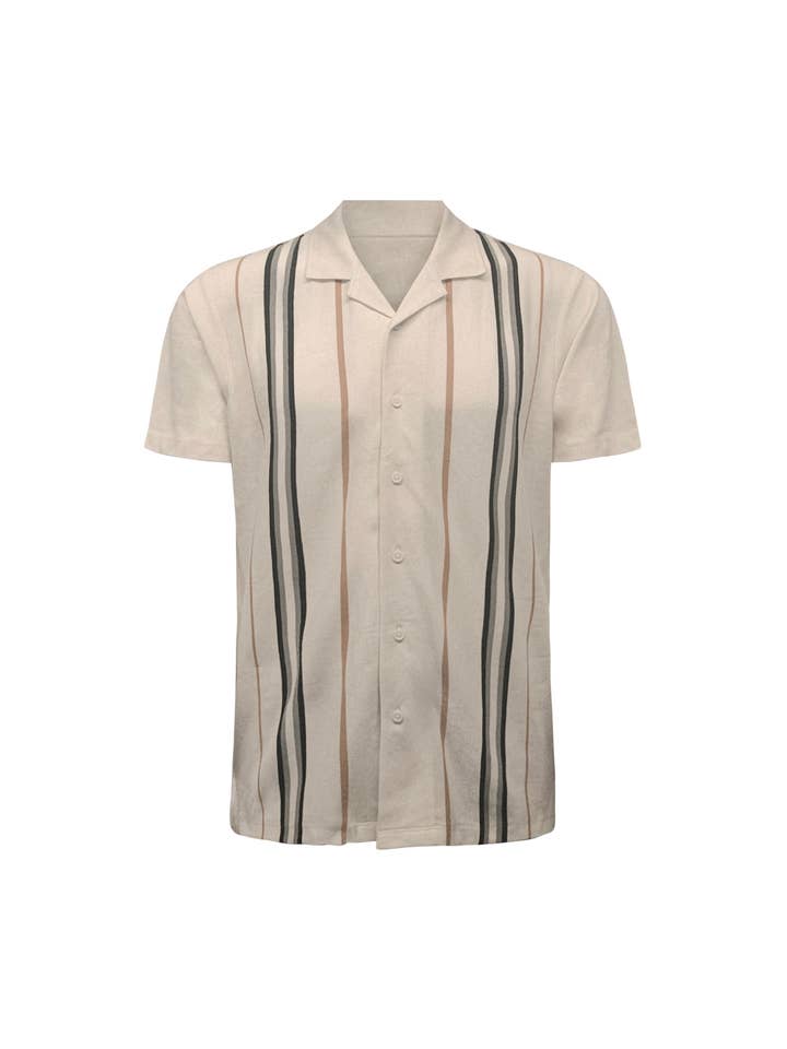 Stripe Cuban Collar Pique Polo Shirt/VM10-126-555 for wholesale by Vustra